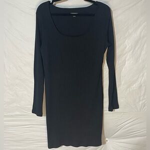 Wild Fable Black Ribbed Long Sleeve Dress